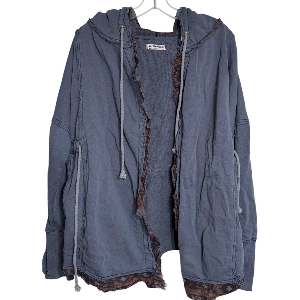 Free People Ritual Cardigan Hooded Women's S Slate Blue Relaxed Oversized Fall - Picture 2 of 7